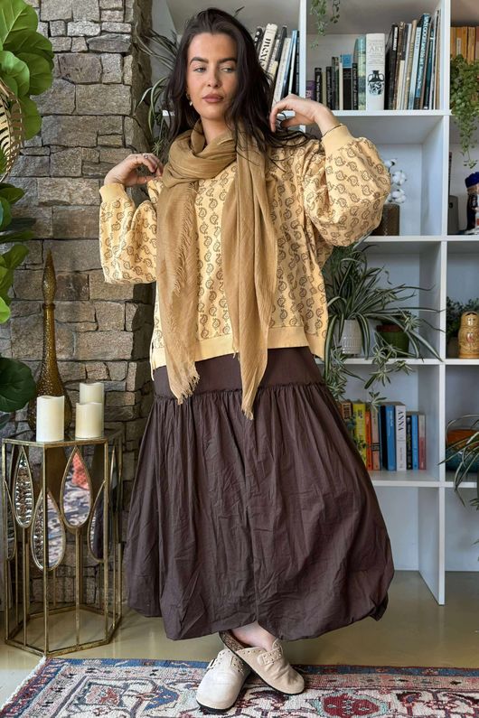 Paloma Bubble Hem Layering Dress Choc Chip